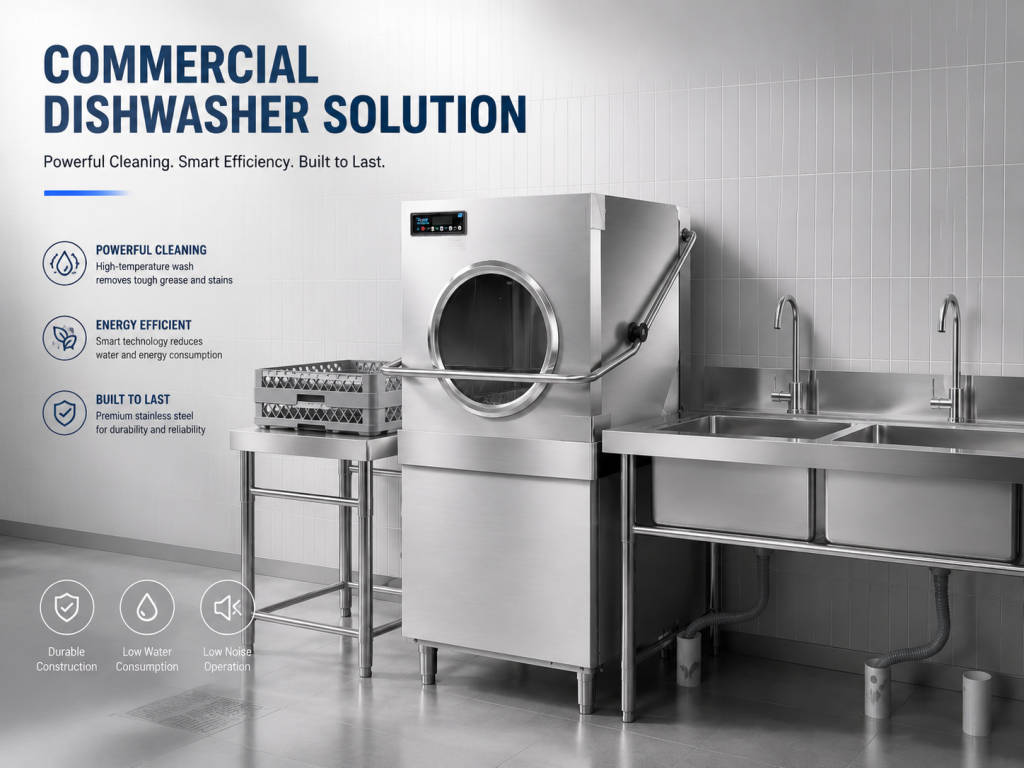 Commercial dishwasher for restaurants and hotels